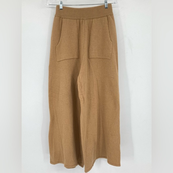 Achro Wool Blend Wide Leg Knit Pull-On Pant Sz.S Camel Stretch Casual Cozy Chic - Picture 2 of 10